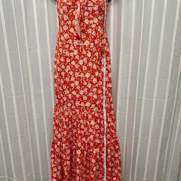 ASOS Strapless Orange/Red and White Floral Maxi Dress size 6 - Picture 5 of 10